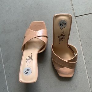So me nude square toe heeled sandals